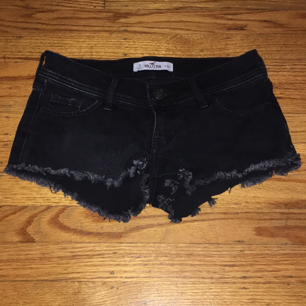Black denim shorts